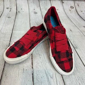 Blowfish Marley Plaid Black/Red Check Womens Sz 6 NWT Slip-on